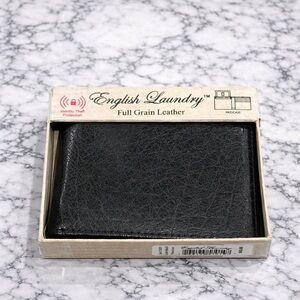 English Laundry RFID Leather Passcase Wallet Black NIB
